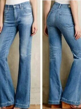 Ag Adriano Goldschmied The Janis Flared Jeans High Rise Medium Wash Size 27R